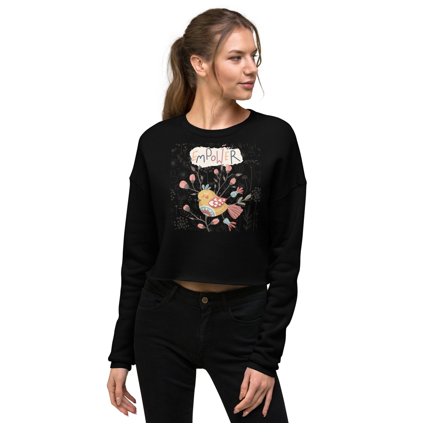 Empower Scandinavian Art Crop Sweatshirt