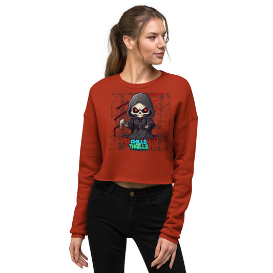 Chills & Thrills Cute Grim Reaper Crop Sweatshirt