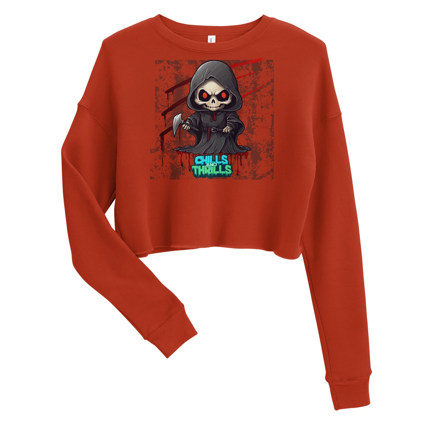 Chills & Thrills Cute Grim Reaper Crop Sweatshirt