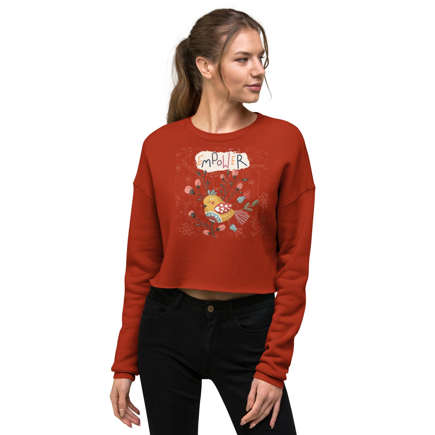 Empower Scandinavian Art Crop Sweatshirt