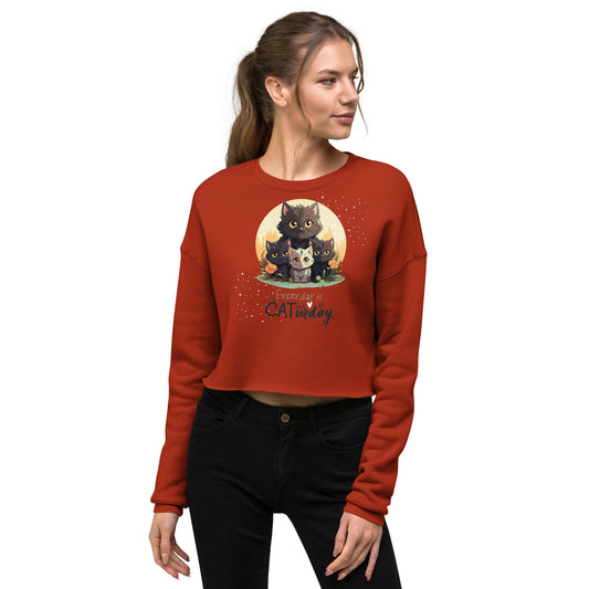 Everyday Is Caturday Crop Sweatshirt