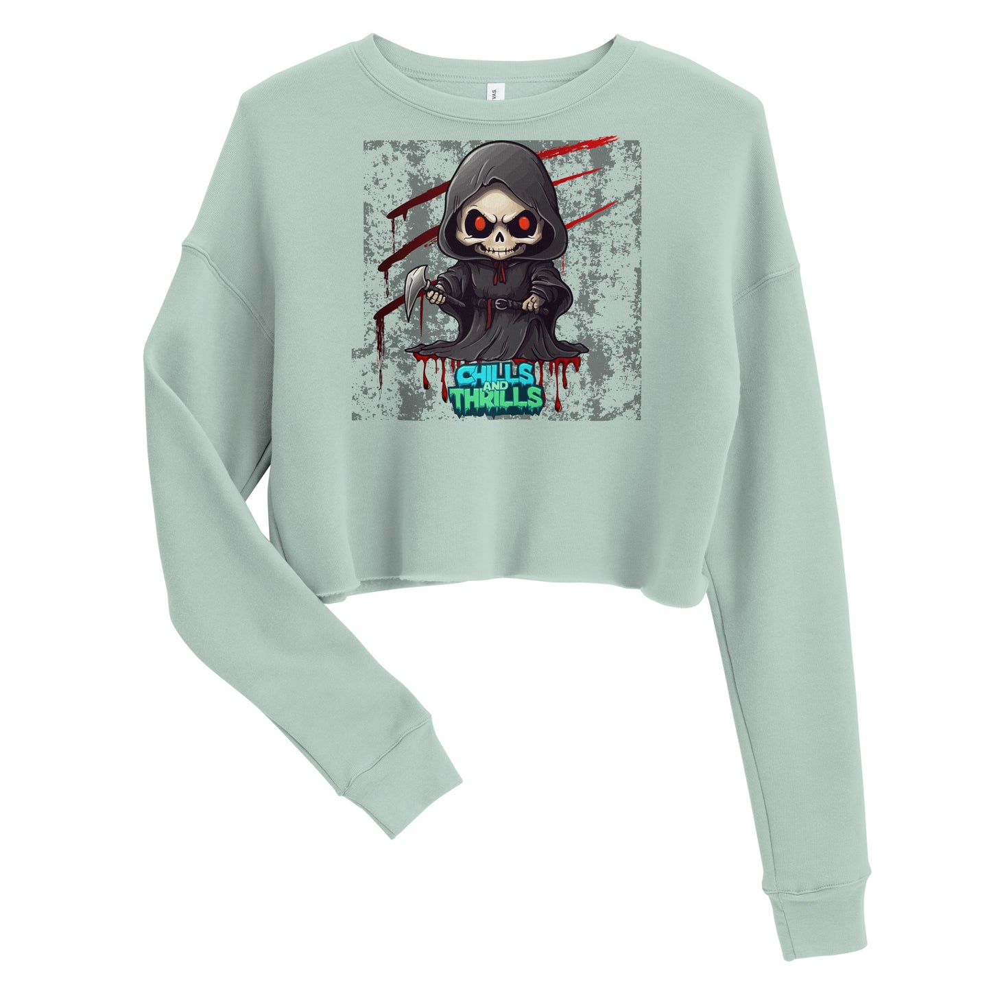 Chills & Thrills Cute Grim Reaper Crop Sweatshirt