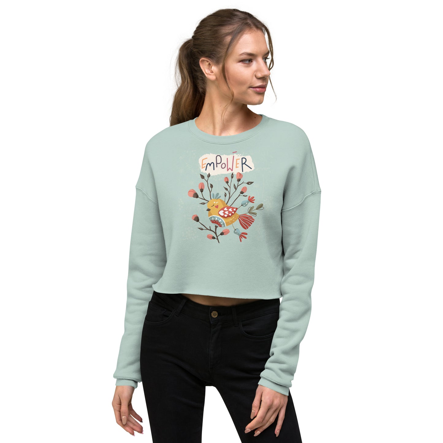 Empower Scandinavian Art Crop Sweatshirt