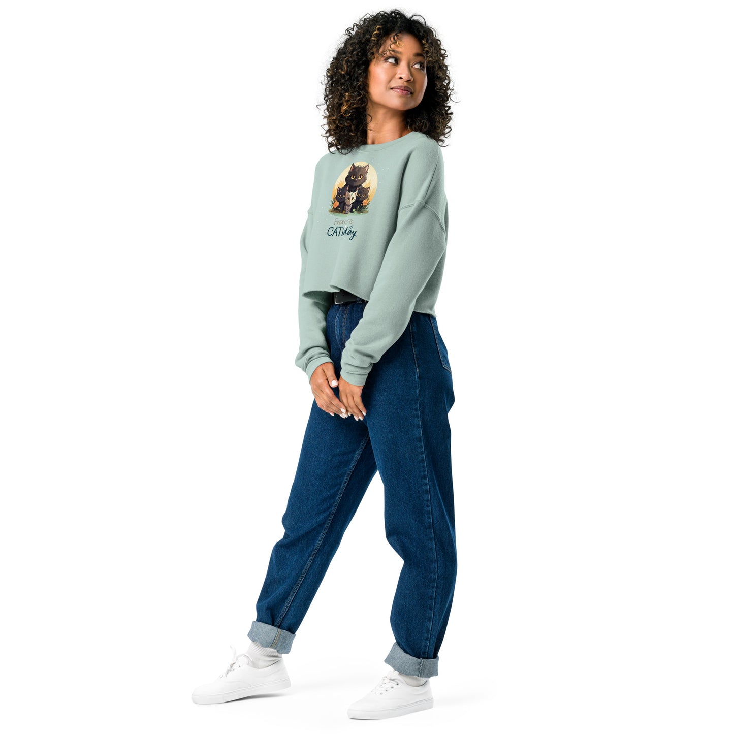 Everyday Is Caturday Crop Sweatshirt