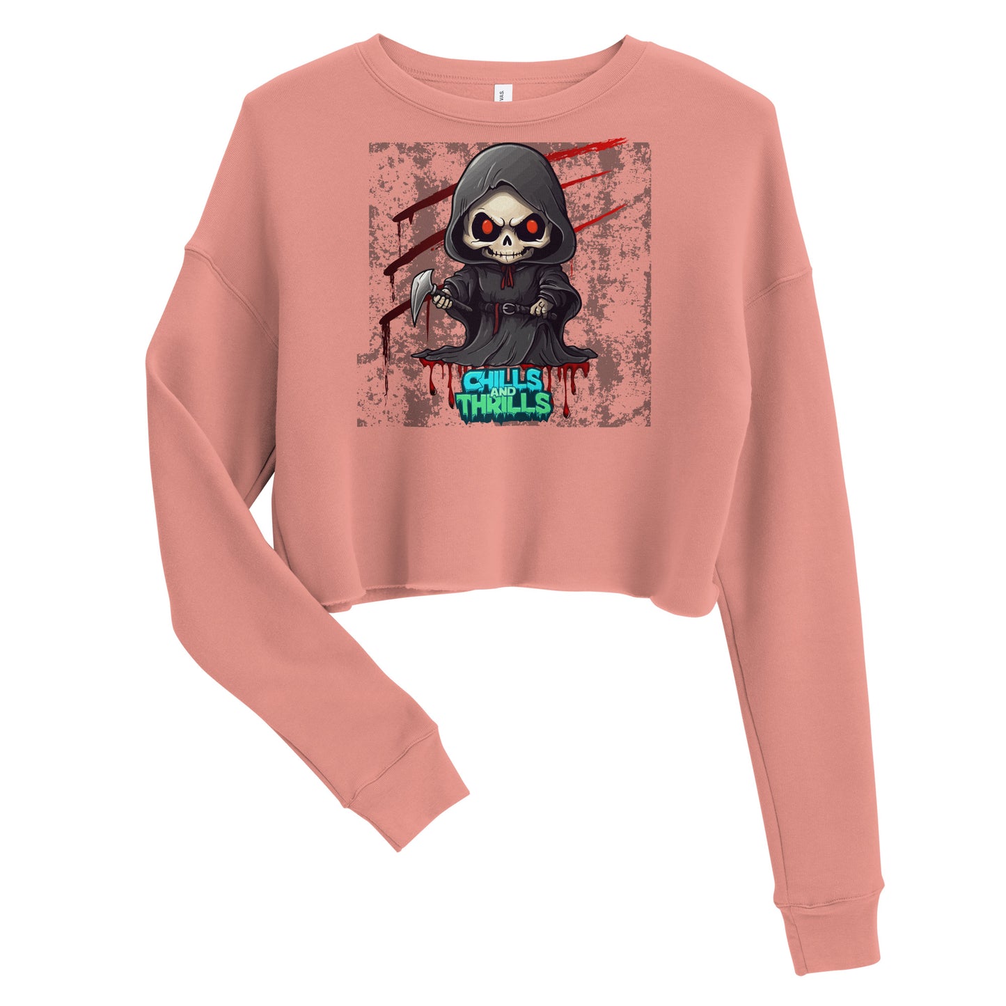 Chills & Thrills Cute Grim Reaper Crop Sweatshirt