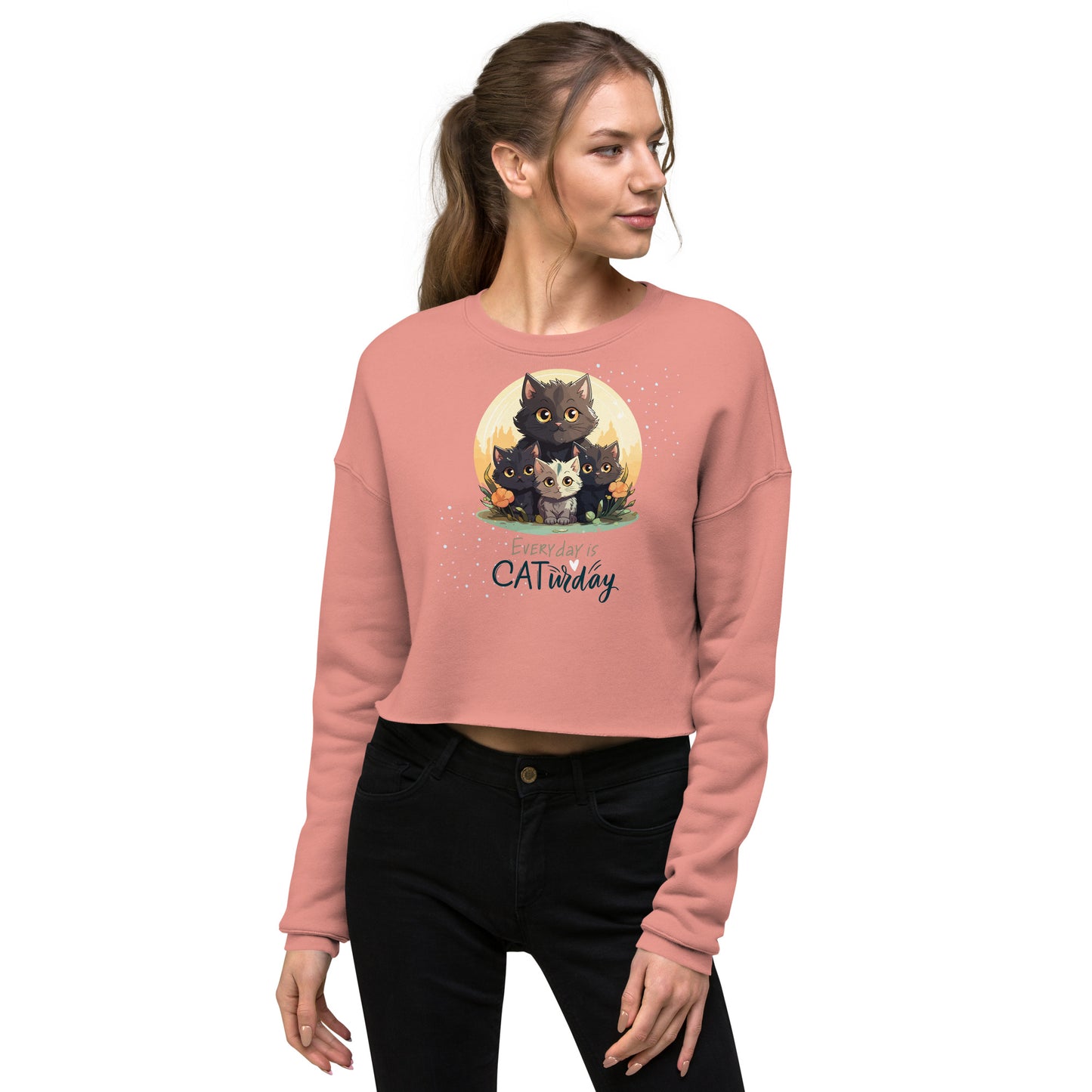 Everyday Is Caturday Crop Sweatshirt