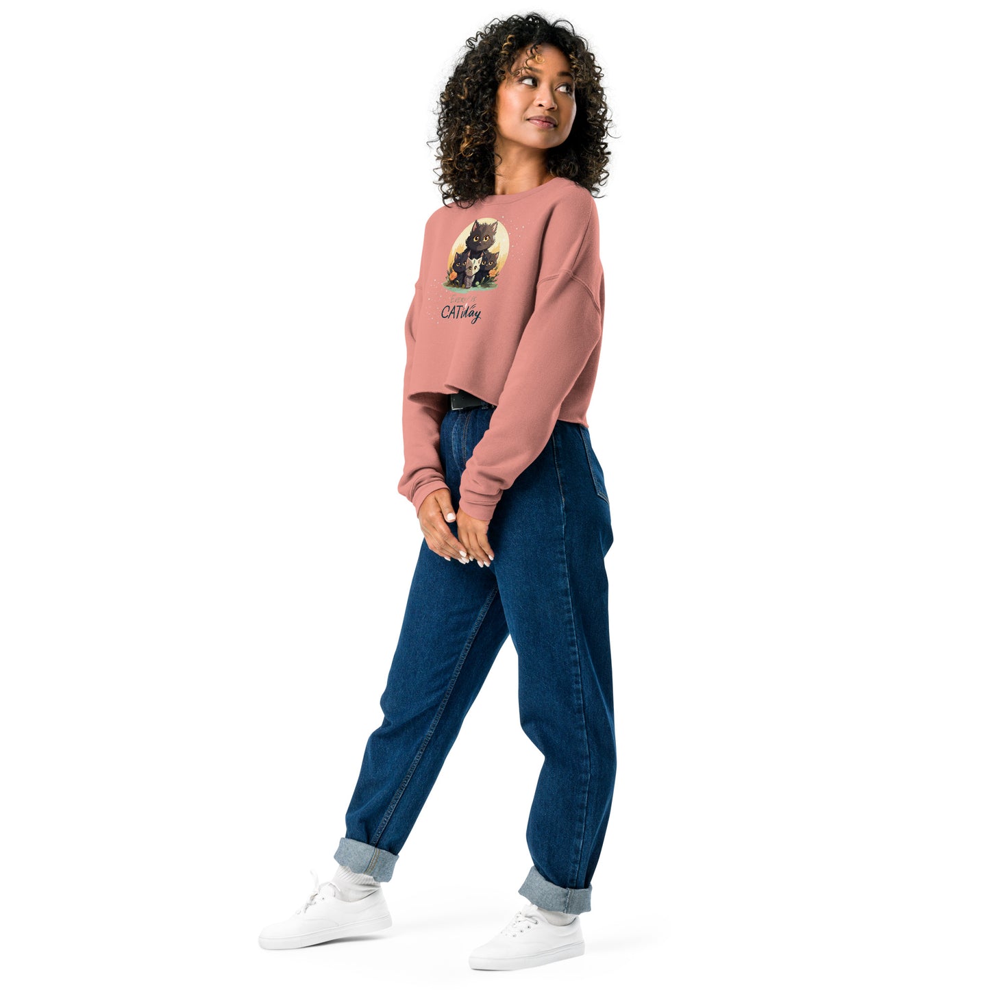 Everyday Is Caturday Crop Sweatshirt