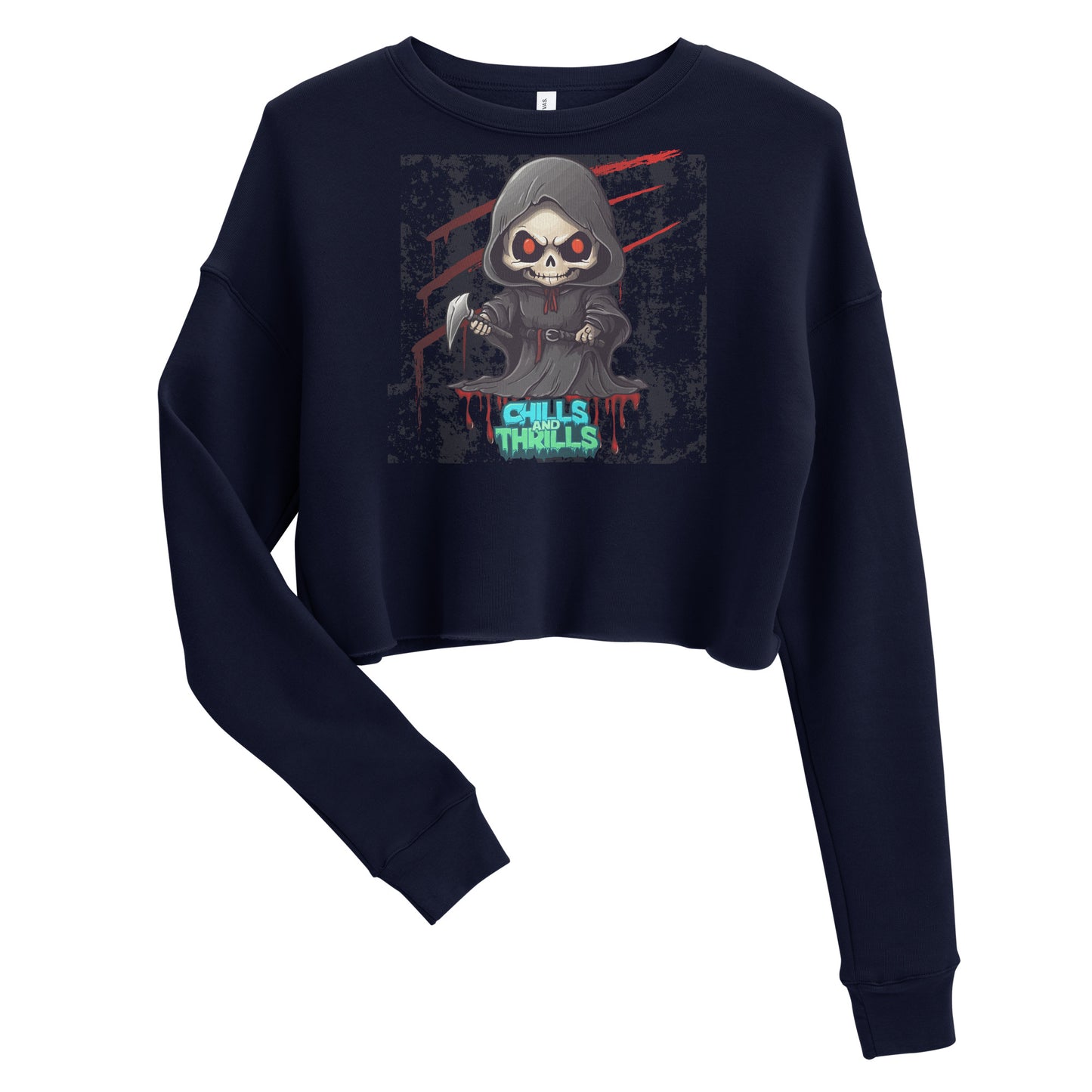 Chills & Thrills Cute Grim Reaper Crop Sweatshirt