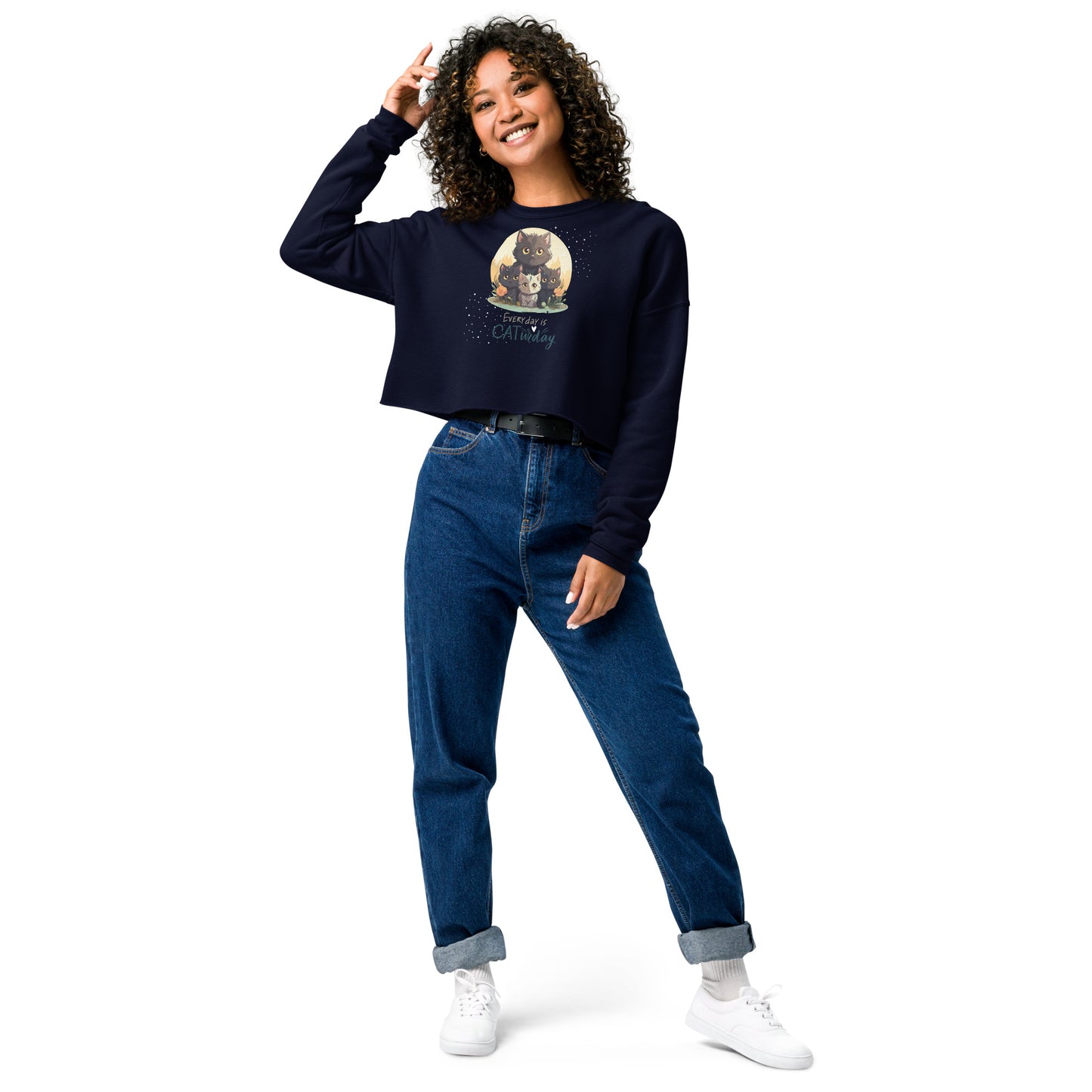 Everyday Is Caturday Crop Sweatshirt