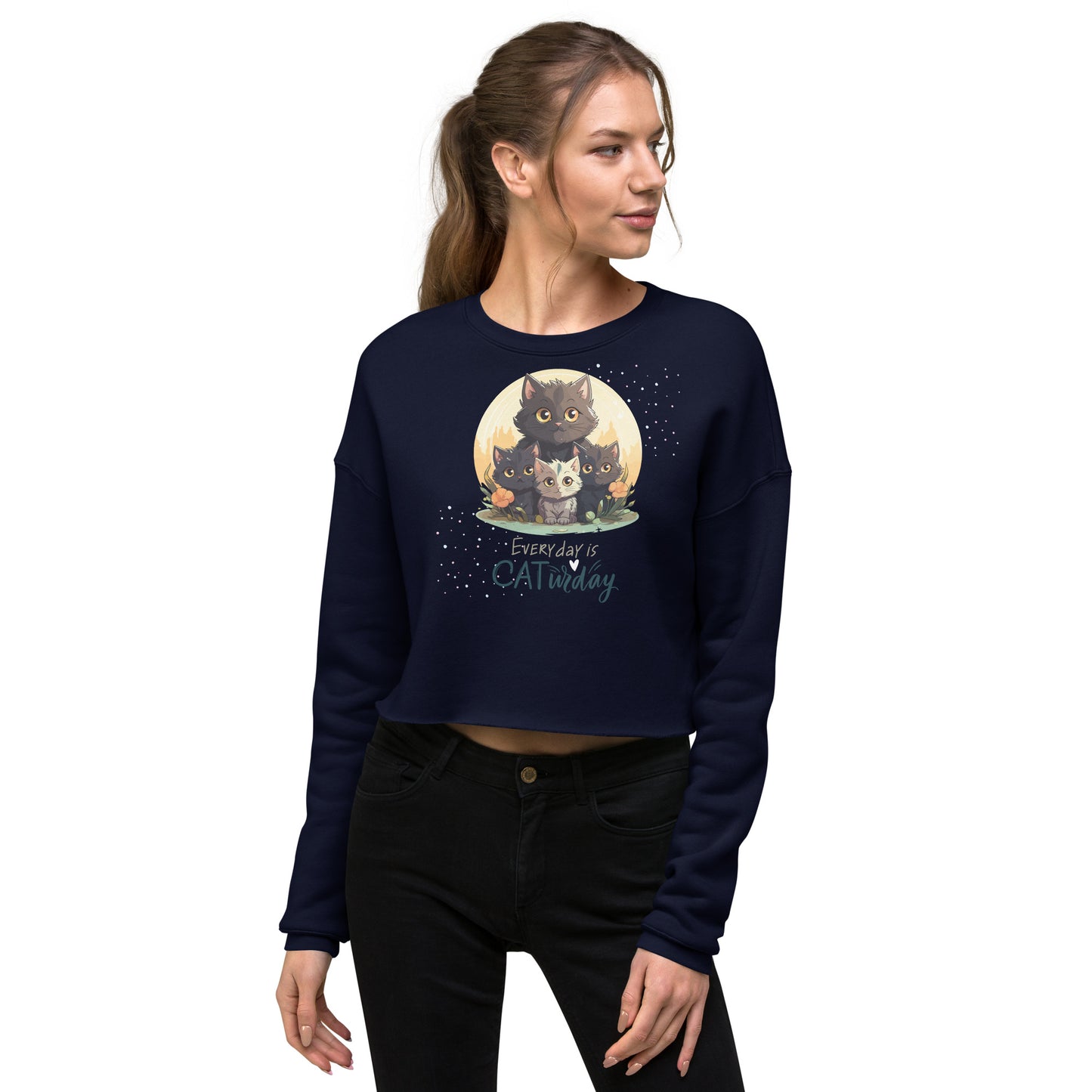 Everyday Is Caturday Crop Sweatshirt