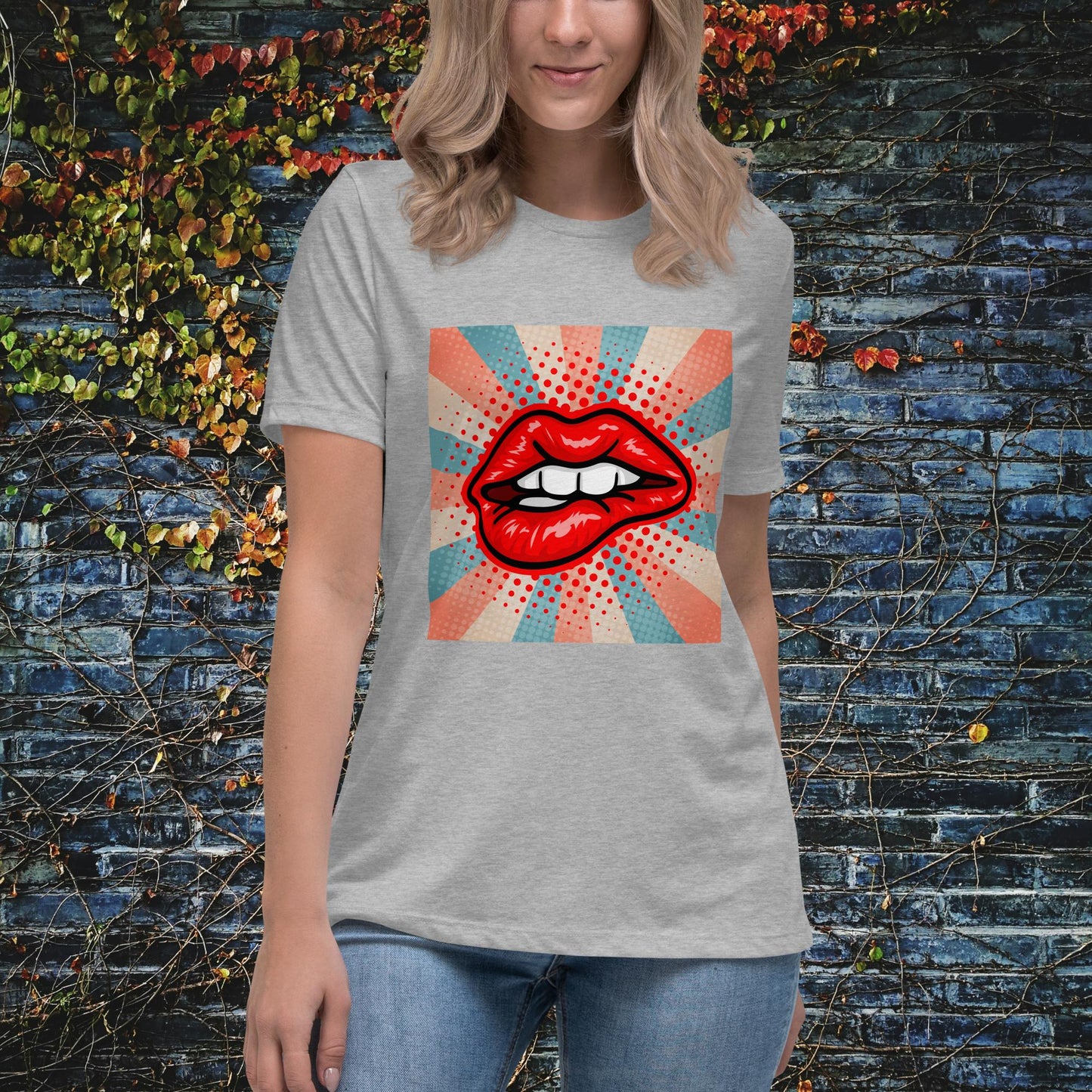 Lip Bite Pop Art 2 Women's Relaxed T-Shirt