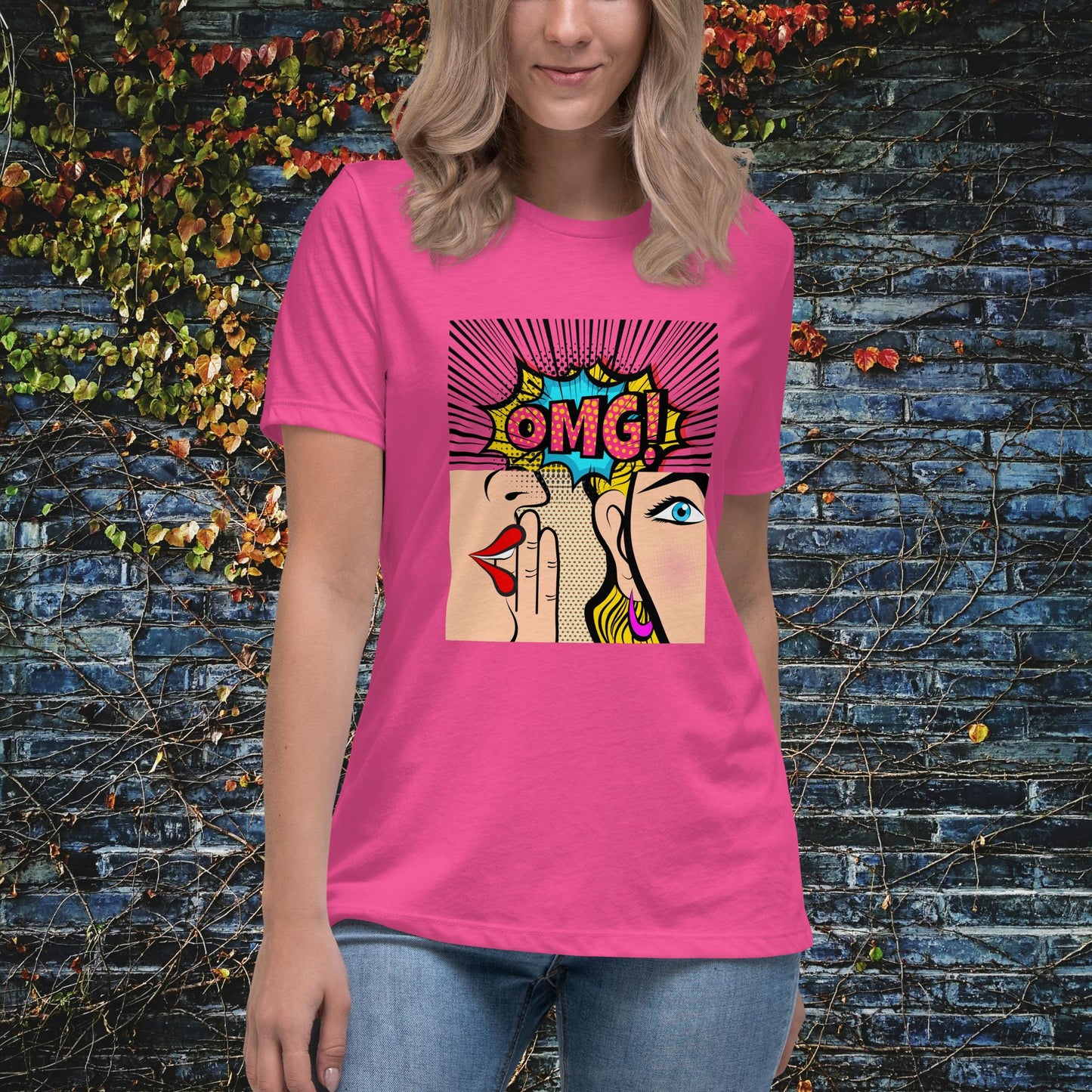 OMG Women Gossiping Pop Art Women's Relaxed T-Shirt