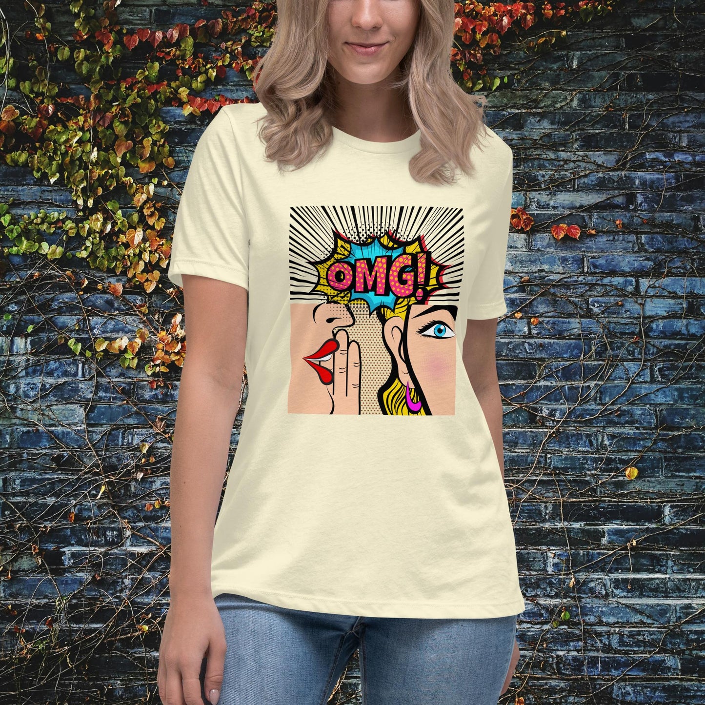 OMG Women Gossiping Pop Art Women's Relaxed T-Shirt