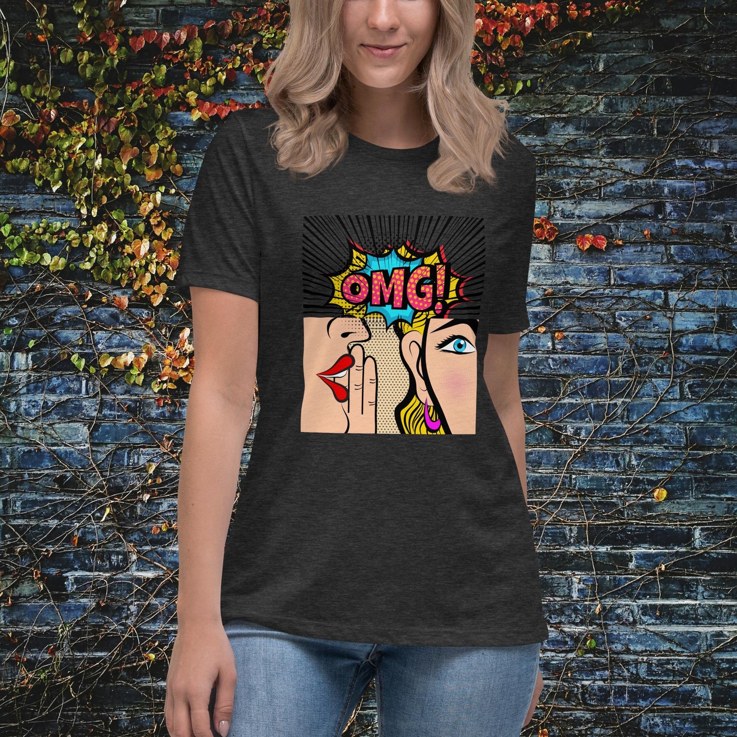 OMG Women Gossiping Pop Art Women's Relaxed T-Shirt