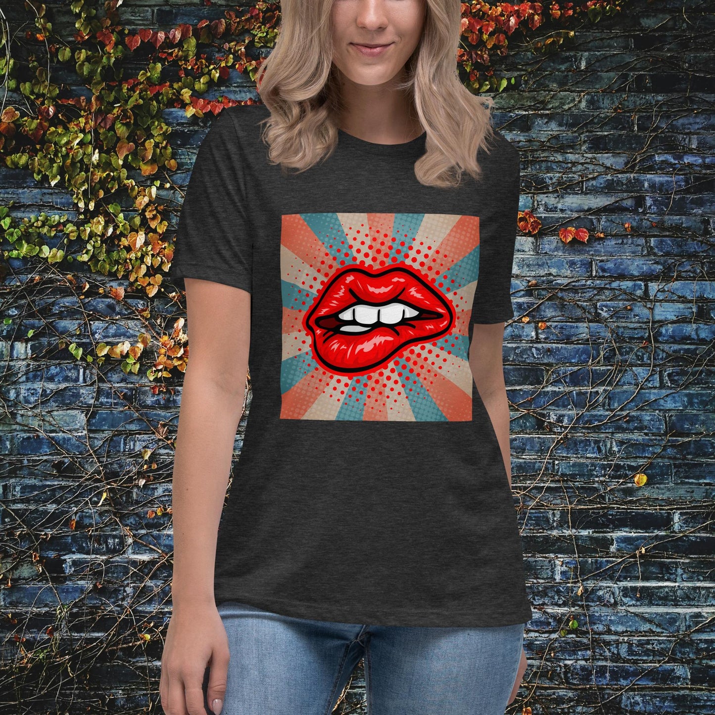 Lip Bite Pop Art 2 Women's Relaxed T-Shirt