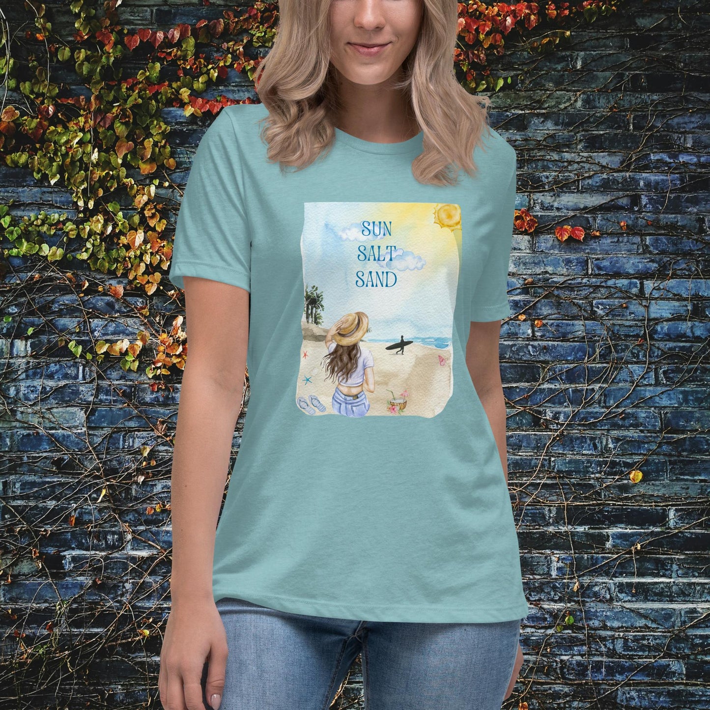 Sun, Salt, Sand Beach Watercolor Women’s Relaxed T-Shirt