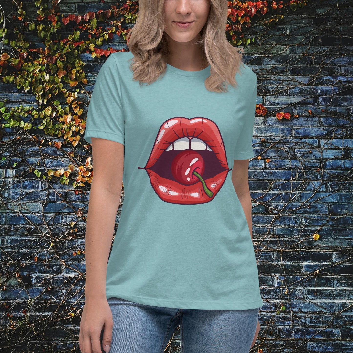 Cherry Lips Pop Art Women's Relaxed T-Shirt