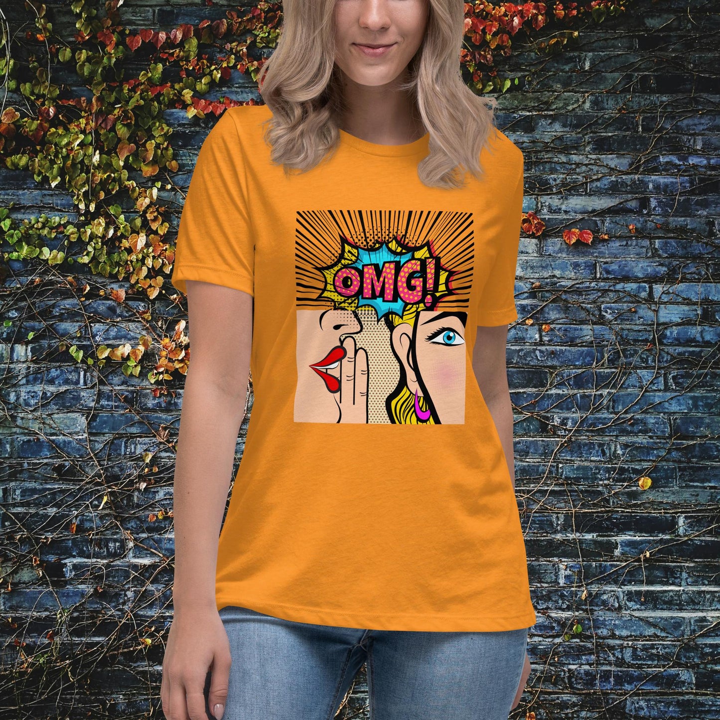 OMG Women Gossiping Pop Art Women's Relaxed T-Shirt