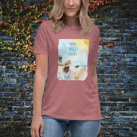 Sun, Salt, Sand Beach Watercolor Women’s Relaxed T-Shirt