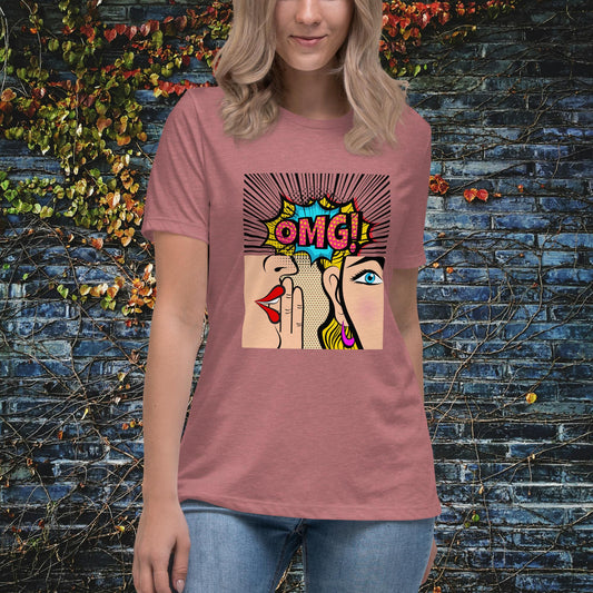 OMG Women Gossiping Pop Art Women's Relaxed T-Shirt