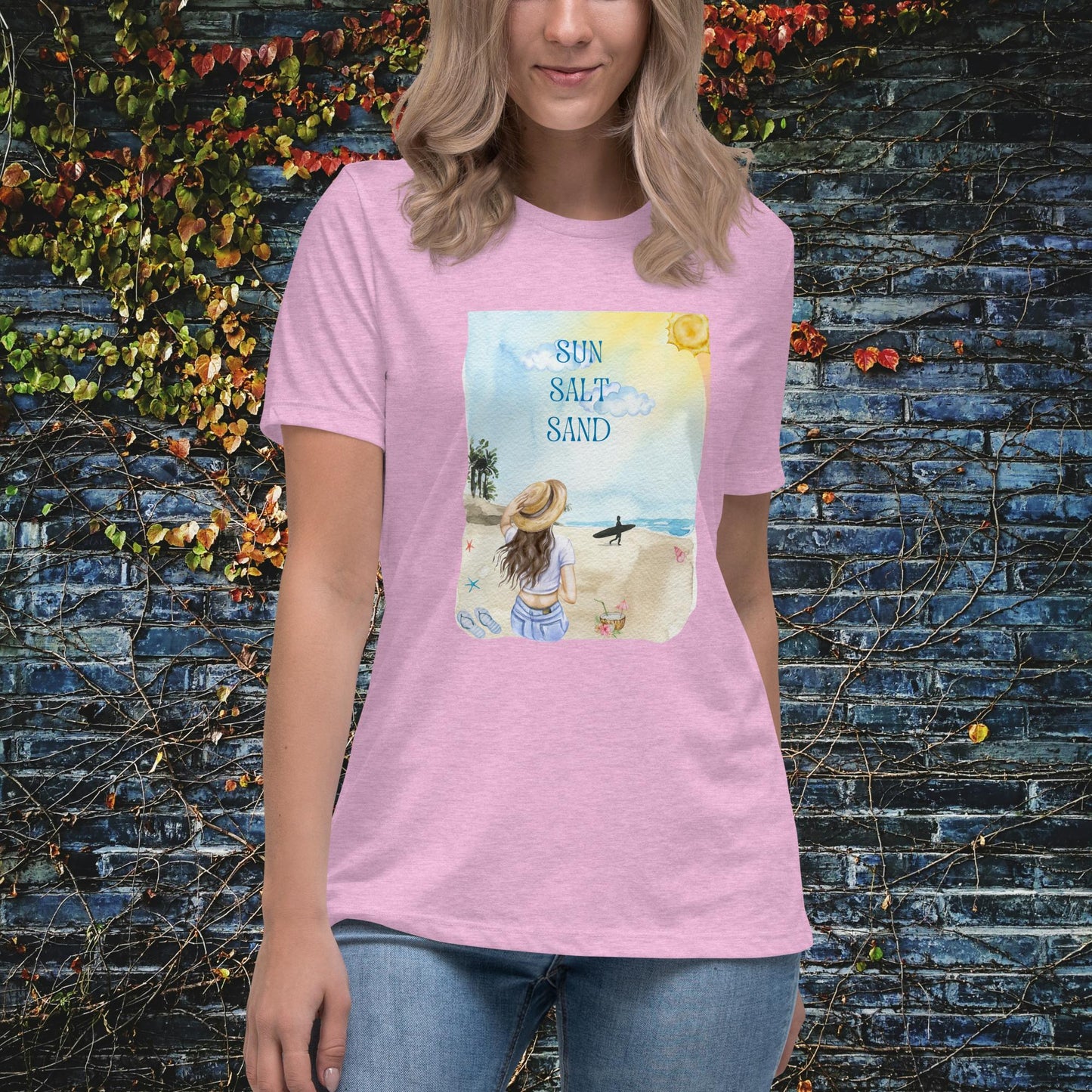 Sun, Salt, Sand Beach Watercolor Women’s Relaxed T-Shirt