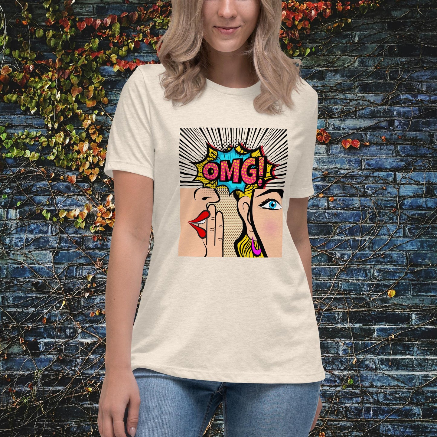 OMG Women Gossiping Pop Art Women's Relaxed T-Shirt