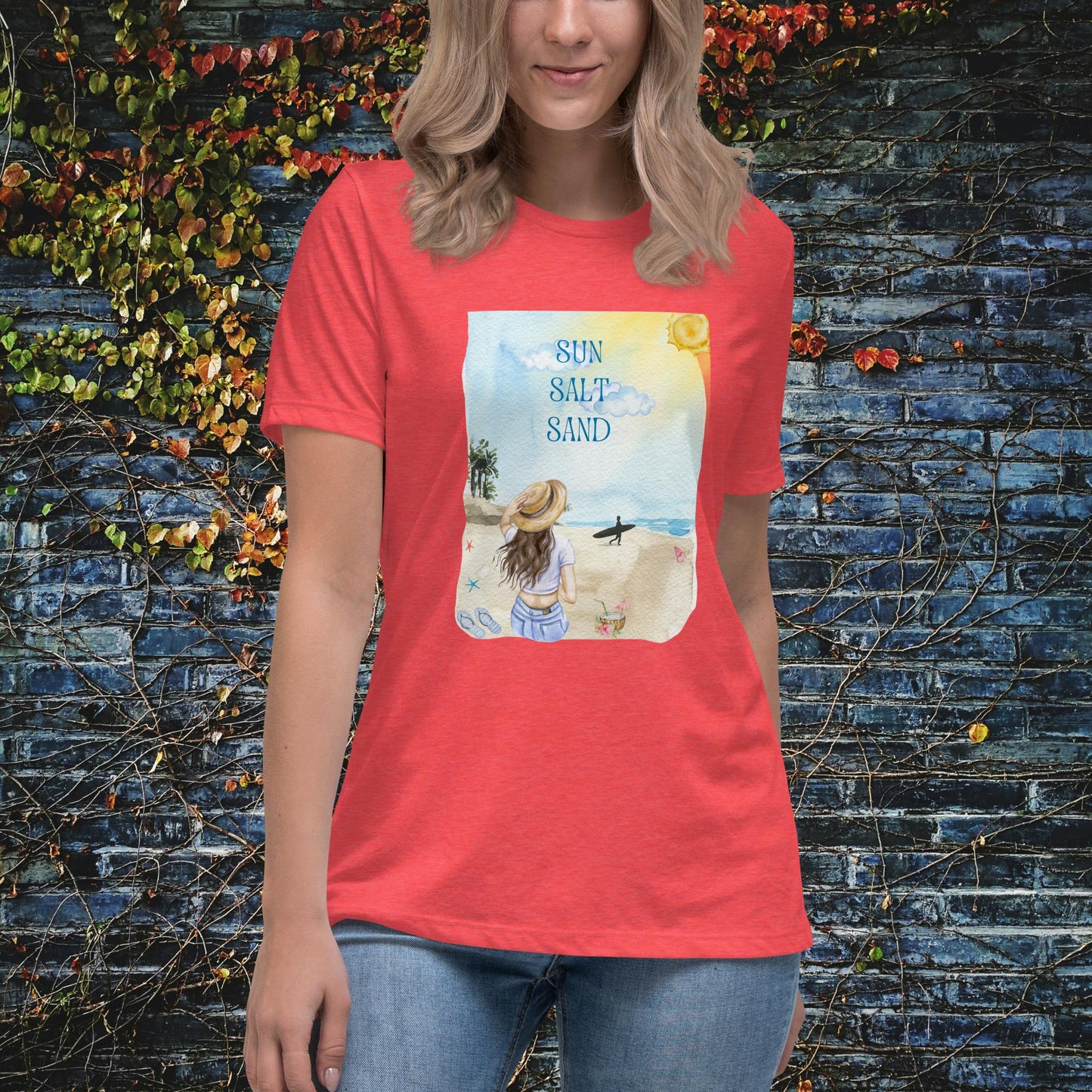 Sun, Salt, Sand Beach Watercolor Women’s Relaxed T-Shirt