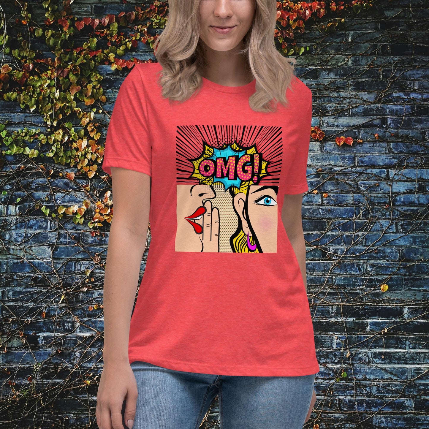 OMG Women Gossiping Pop Art Women's Relaxed T-Shirt