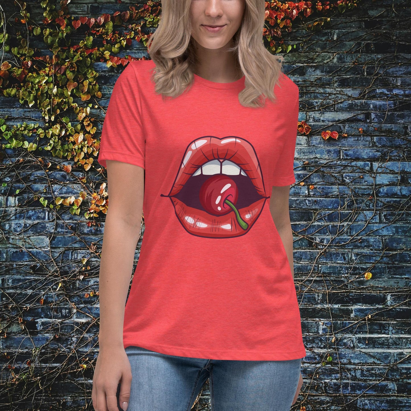 Cherry Lips Pop Art Women's Relaxed T-Shirt