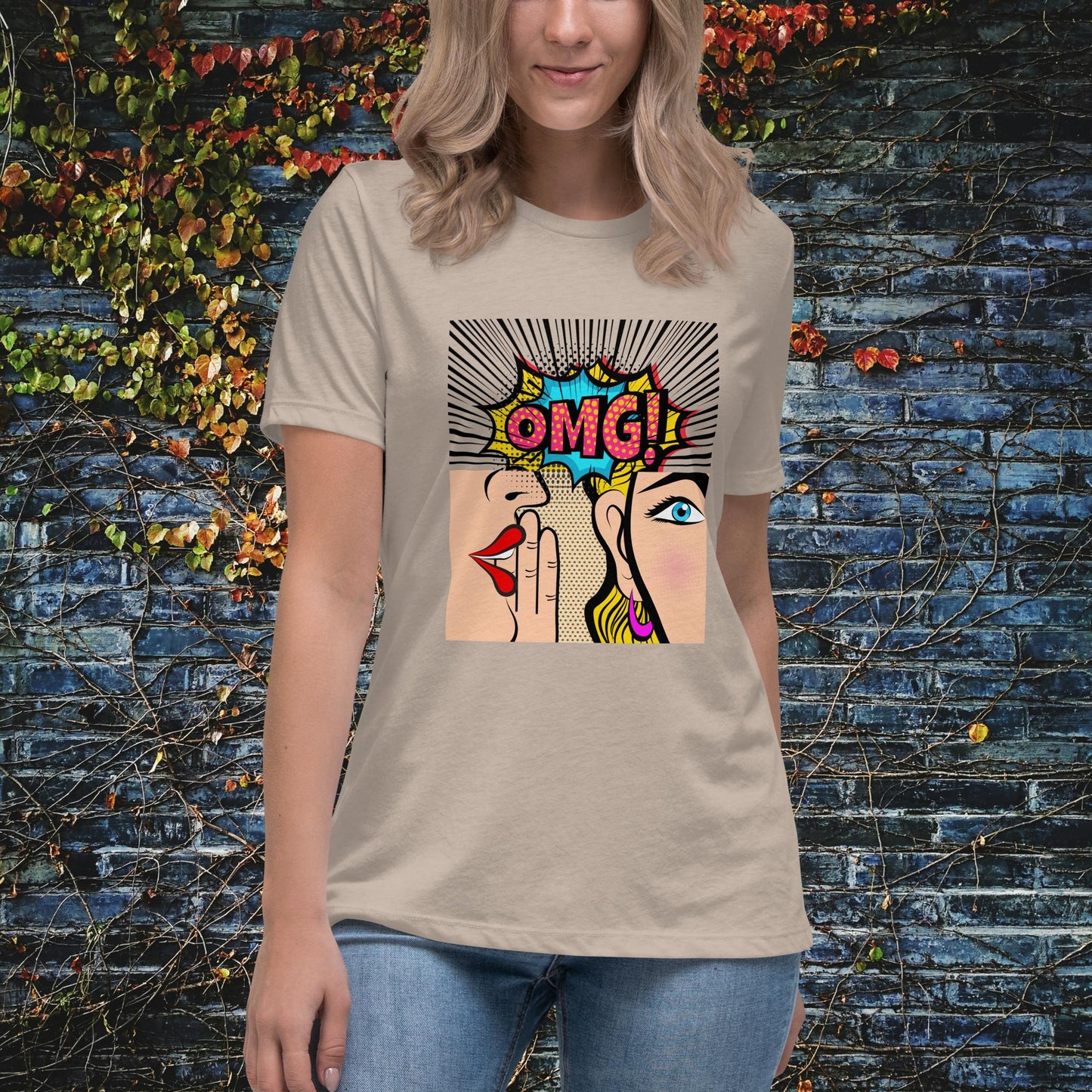 OMG Women Gossiping Pop Art Women's Relaxed T-Shirt