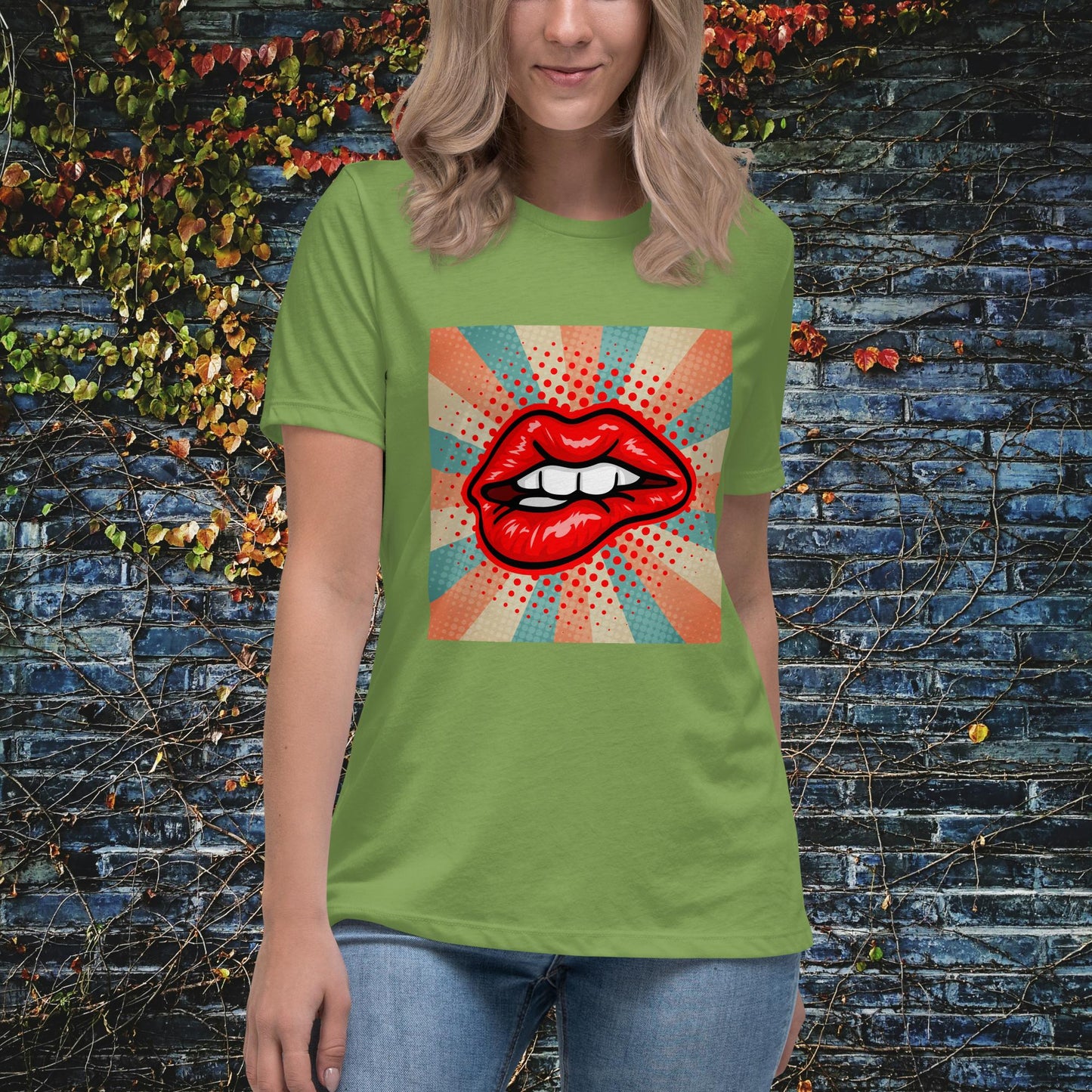 Lip Bite Pop Art 2 Women's Relaxed T-Shirt