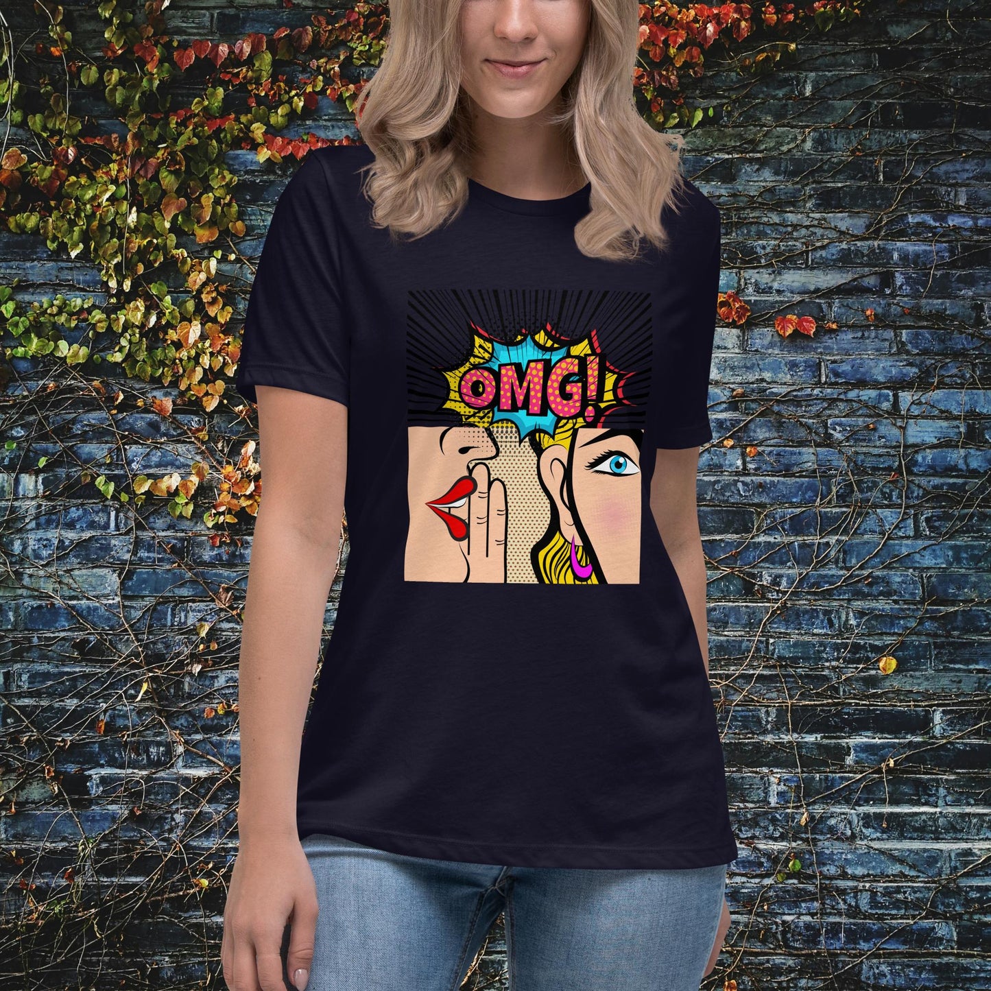 OMG Women Gossiping Pop Art Women's Relaxed T-Shirt