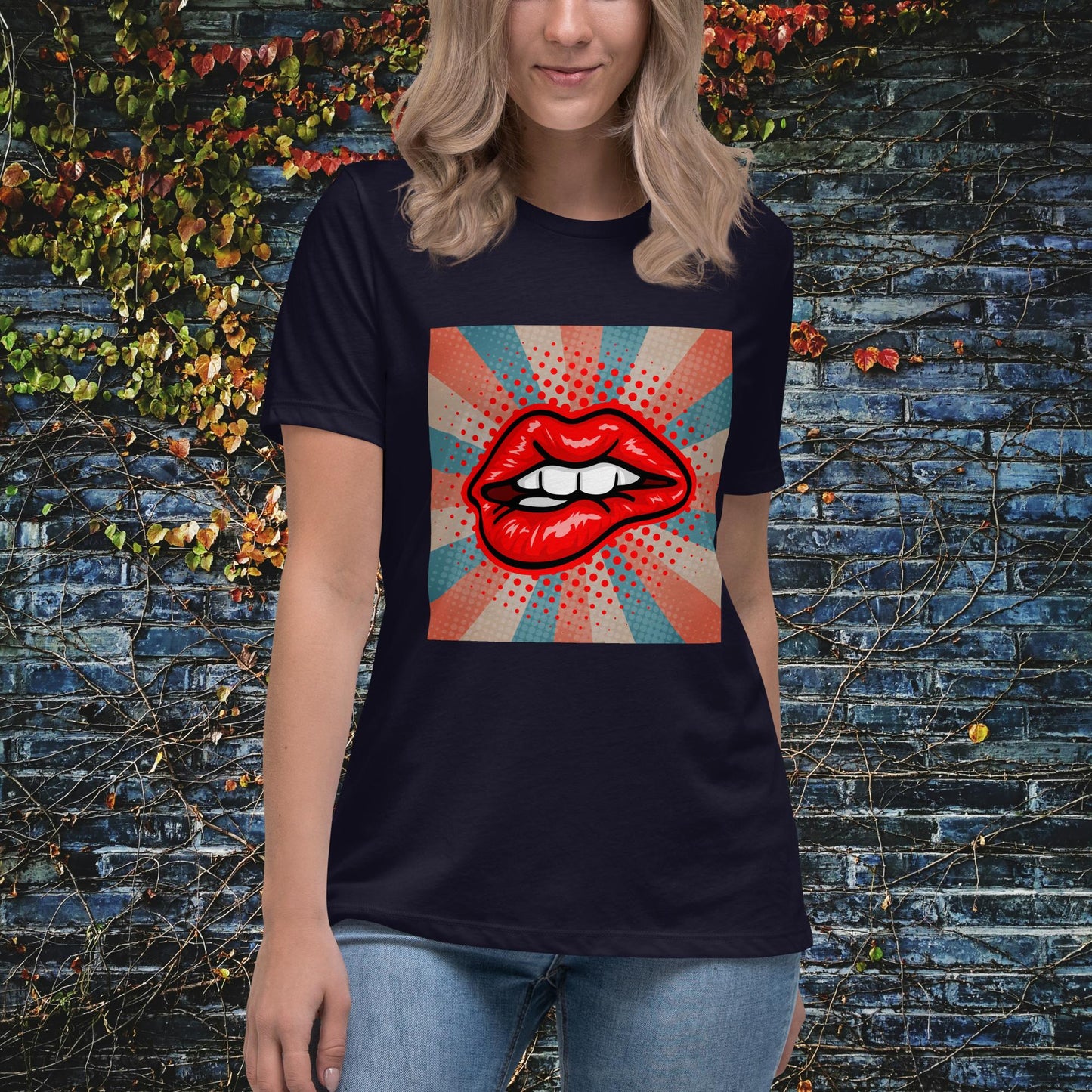 Lip Bite Pop Art 2 Women's Relaxed T-Shirt