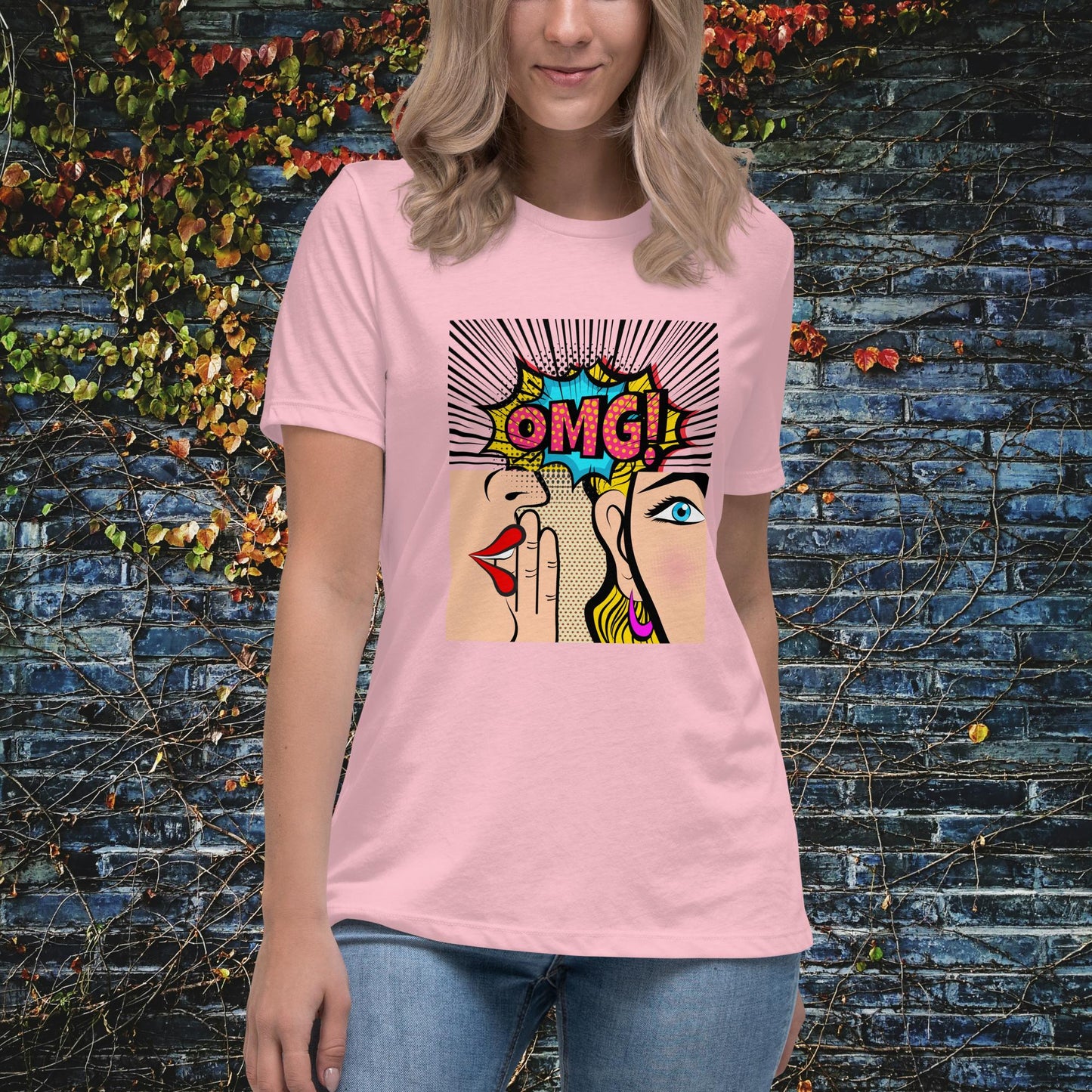 OMG Women Gossiping Pop Art Women's Relaxed T-Shirt