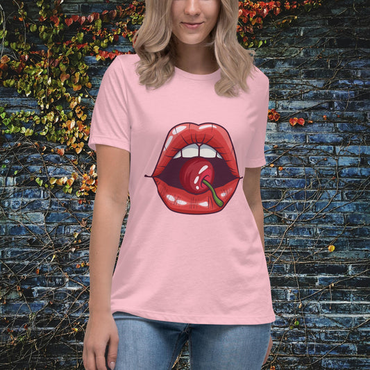 Cherry Lips Pop Art Women's Relaxed T-Shirt