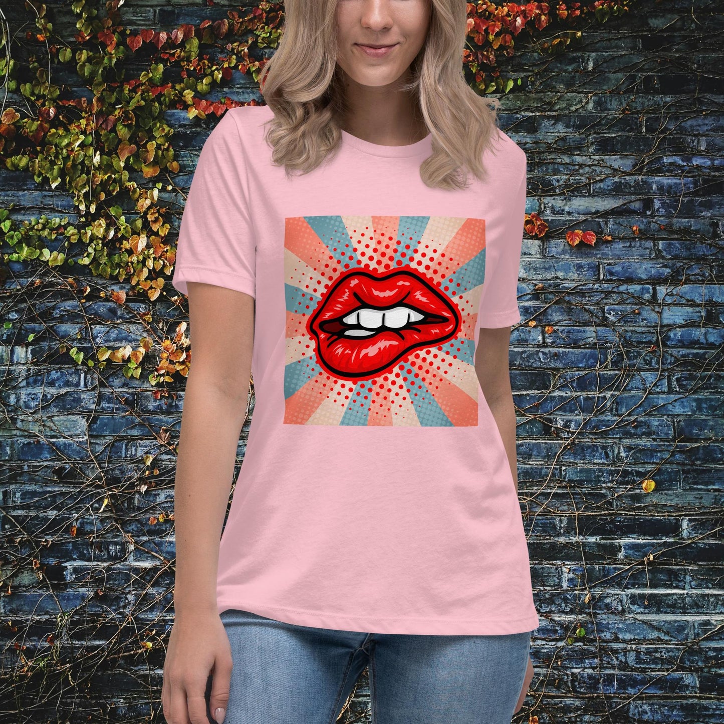 Lip Bite Pop Art 2 Women's Relaxed T-Shirt