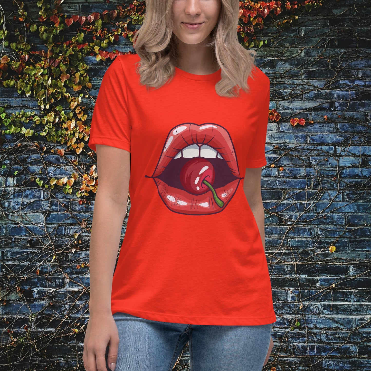 Cherry Lips Pop Art Women's Relaxed T-Shirt