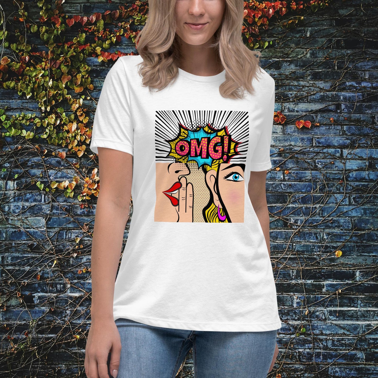 OMG Women Gossiping Pop Art Women's Relaxed T-Shirt