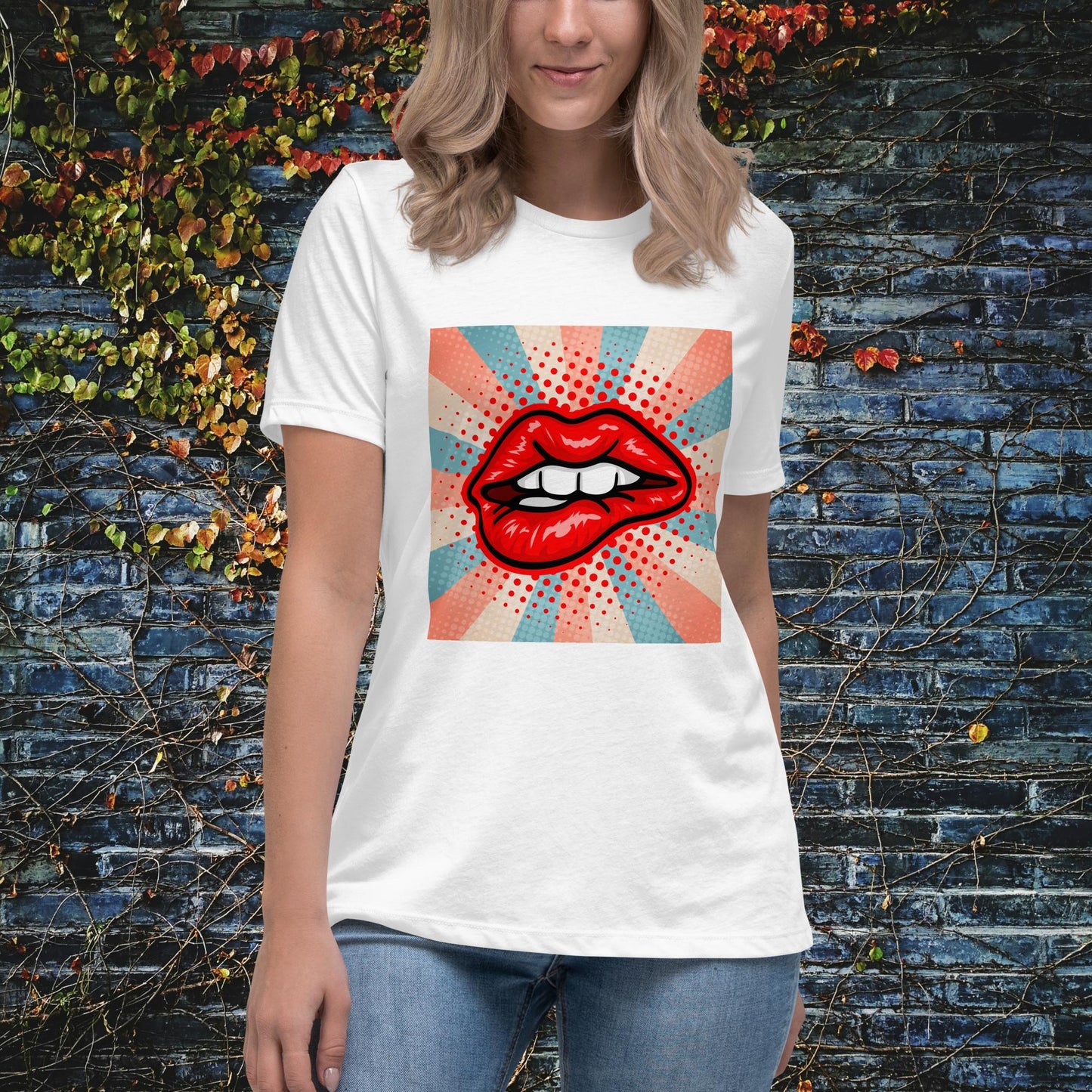 Lip Bite Pop Art 2 Women's Relaxed T-Shirt